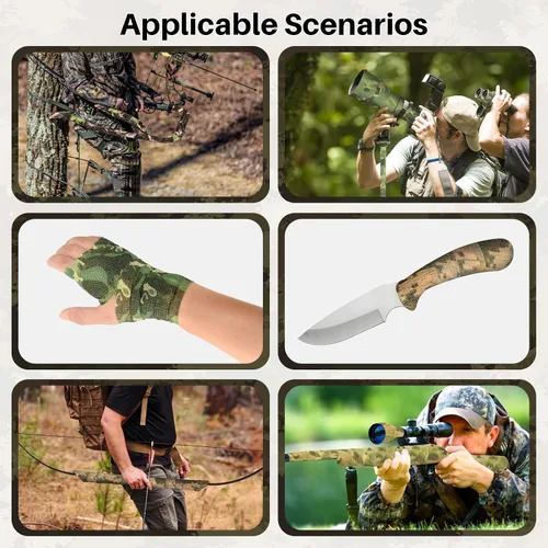 Vista 7 de Cinta envolvente autoadhesiva de camuflaje para protección de 5 cm x 4,5 m. Cinta de camuflaje discreta de tela no tejida. Vendaje elástico para ACU