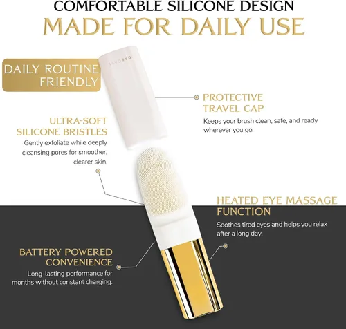 Vista 3 de DARCASE CRISTÁL - Un cepillo de limpieza facial de lujo. Doble función: limpieza profunda con cerdas de silicona y masaje ocular térmico