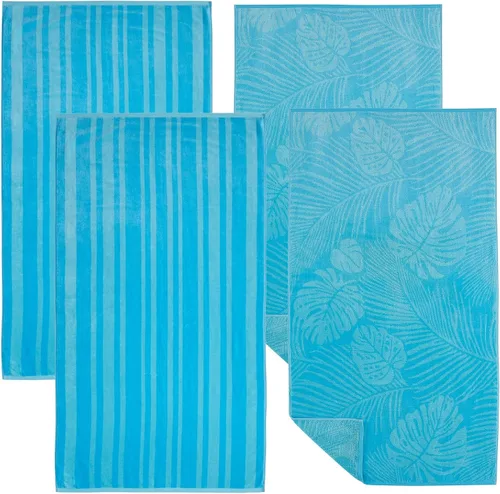 Vista 29 de Great Bay Home Toallas de playa 100% algodón, paquete de 4 toallas de piscina de 30 x 60 pulgadas, toallas absorbentes y de secado rápido