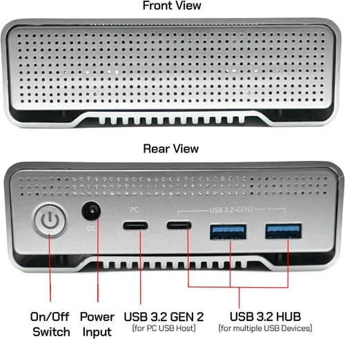 Vista 6 de Avolusion PRO-G1 Series 8TB USB 3.2 Gen 2 (10Gbps) Disco duro externo USB-C con HUB USB para PC de escritorio Windows o MacOS (Plata)