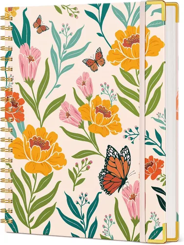 Vista 12 de Cuaderno estético en espiral para mujer, 200 páginas, cuadernos rayados de 8.5 x 11 pulgadas, diarios en espiral grandes de tapa dura A4 con papel
