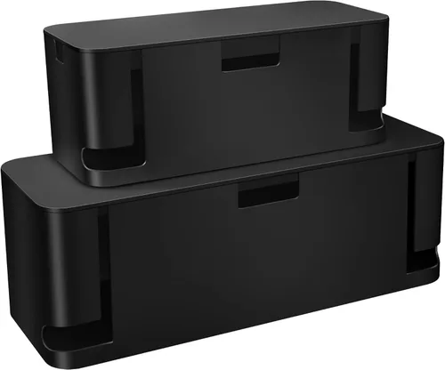 Vista 12 de ZhiYo Caja Organizadora de Cables con Tapa de Bambú, Caja de Gestión de Cables ABS Segura para TV y Computadora, Cubierta de Madera Ocultador