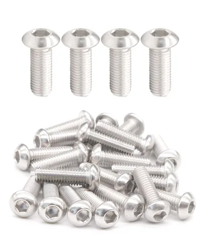 Vista 7 de M4-0.7 x 1 Tornillos de cabeza de botón Tornillos (50 piezas) 18-8 Acero inoxidable 304 Allen Tornillo de máquina de rosca completa ISO7380 por