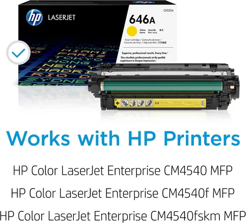 Vista 2 de HP Cartucho de tóner amarillo 646A Funciona con HP Color LaserJet Enterprise CM4540 MFP Series CF032A