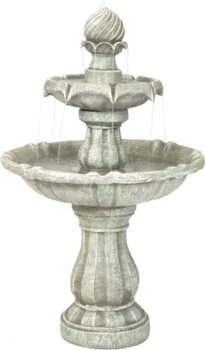 Vista 11 de Sunnydaze Fuente de agua solar de 2 niveles de 35 pulgadas con respaldo de batería, bomba sumergible, resina y fibra de vidrio, color negro