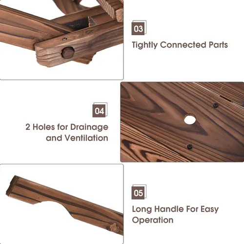 Vista 4 de LDAILY Moccha - Carro de madera con 4 ruedas para maceta de flores y flores, para el hogar, jardín, interior y exterior