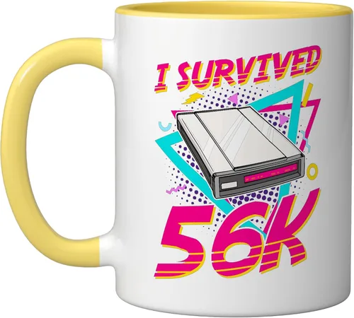Vista 6 de 90s Nostalgia Retro 90s Dial Up Internet Vintage Ceramic Mug, Black/White