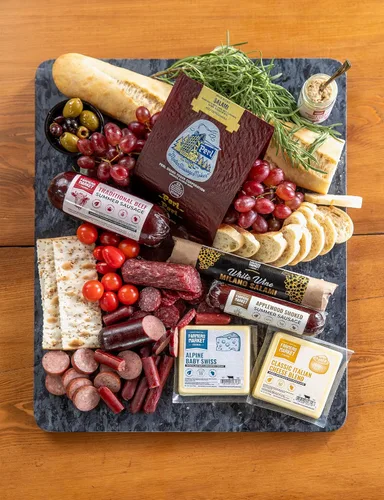 Vista 7 de Farmers Market, sin gluten, keto, paleo, bajo en sodio, cero azúcar, juego de regalo de salchichas de verano, paquete de 3, madera de manzano ahumada