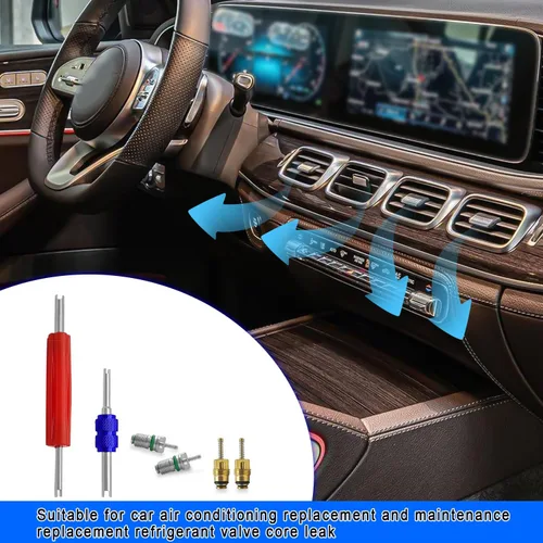 Vista 5 de 102PCS A/C R12 R134a Kit de sello de núcleo de válvula de aire acondicionado de automóvil, kit de reparación de núcleos de vástago de válvula
