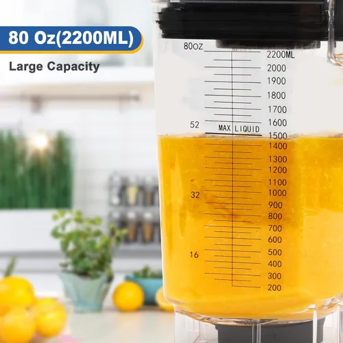 Vista 4 de CRANDDI Smart Commercial Blender - Pantalla táctil digital con tapa extraíble, capacidad de 80 onzas, 3 programas preestablecidos con batido, jugo