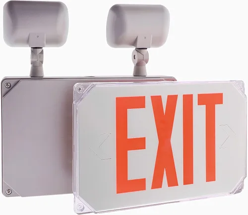 Vista 3 de Wet Location - Luz de emergencia LED para exteriores, resistente a la intemperie, con batería de respaldo, doble cara, CA 120 V/277 V, certificado