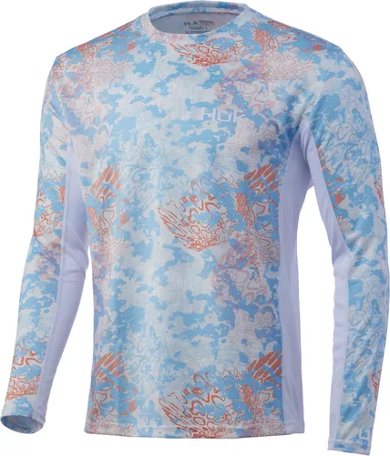 Vista 36 de HUK Camisa de manga larga Icon X para hombre, camisa de pesca de alto rendimiento Azul celeste