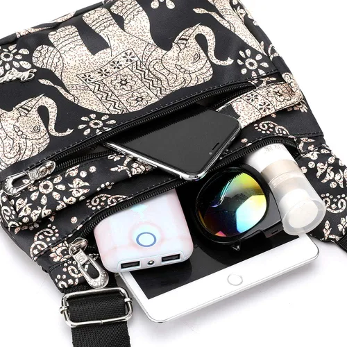 Vista 5 de Stuoye - Bolsa de nailon multibolsillos para mujer, cruzada, bolsa-monedero, para viajes