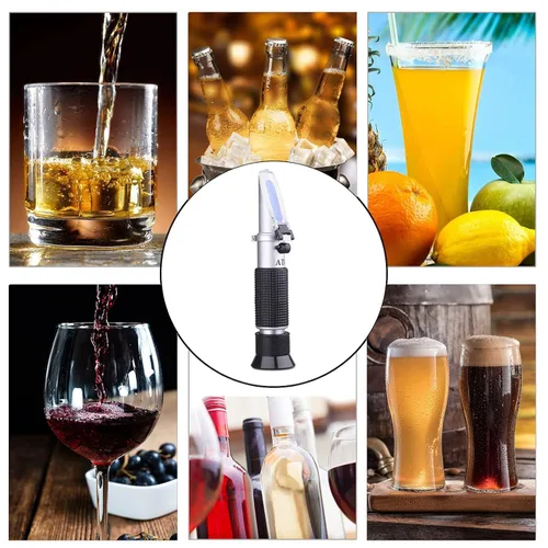 Vista 5 de Refractómetro Brix con ATC - Refractómetro digital Tiaoyeer de mano para elaboración de cerveza y vino, gravedad específica de doble escala