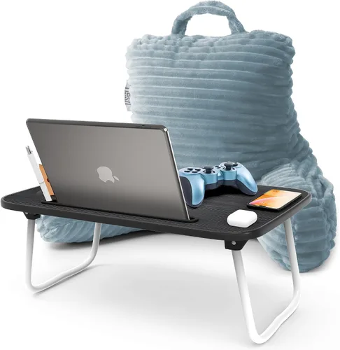 Vista 22 de Nestl Almohada de lectura para niños y adolescentes con espuma viscoelástica triturada, almohadas de respaldo de felpa de corte lujoso para leer