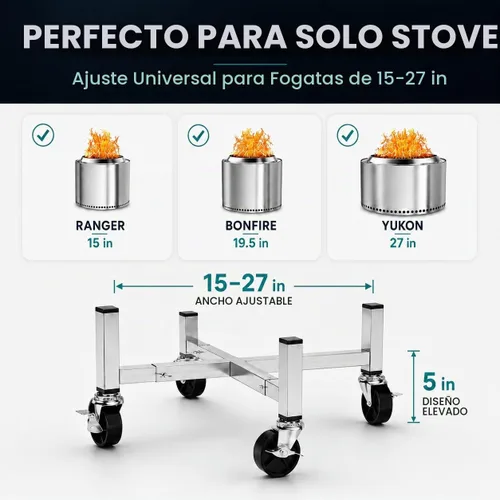 Vista 2 de Hisencn Soporte rodante para hogueras de 15-27 pulgadas para estufa