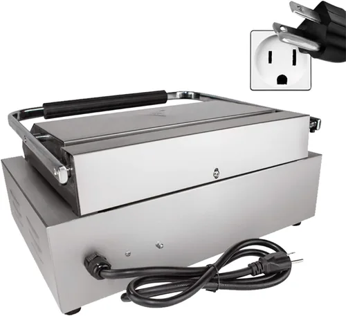 Vista 7 de ALDKitchen Panini Sandwich Press Grill Durable Stainless Steel Construction 110V (Ribbed 9" x 14")