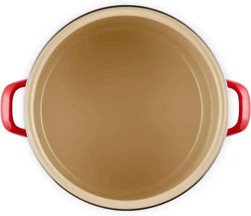 Vista 3 de Le Creuset - Olla tradicional esmaltada en acero, 12 cuartos de galón, Cerise con pomos de acero inoxidable