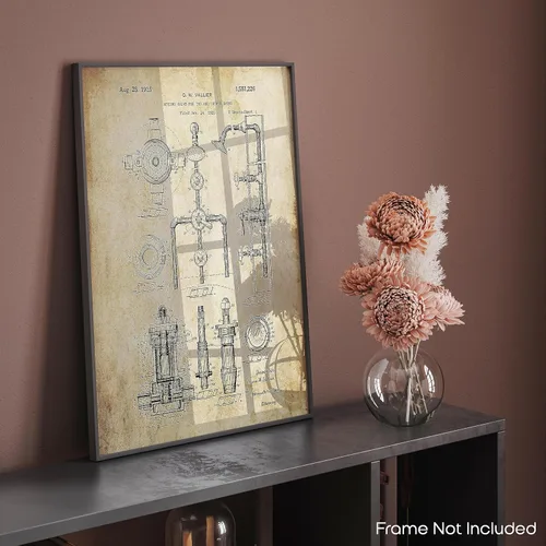 Vista 8 de Inspirational Wall Art Co. - Válvula de ducha - Herramientas de fontanería para soldar, tubos de fontanero, carteles de patente vintage, impresión