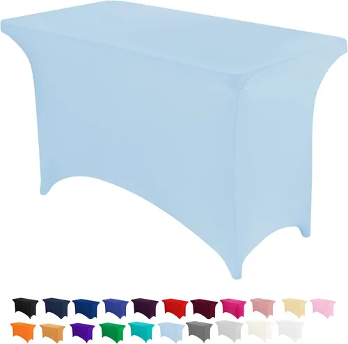 Vista 34 de Peomeise - Funda de mesa de elastano de 4 pies, mantel rectangular elástico de elastano (verde manzana, 4 pies)