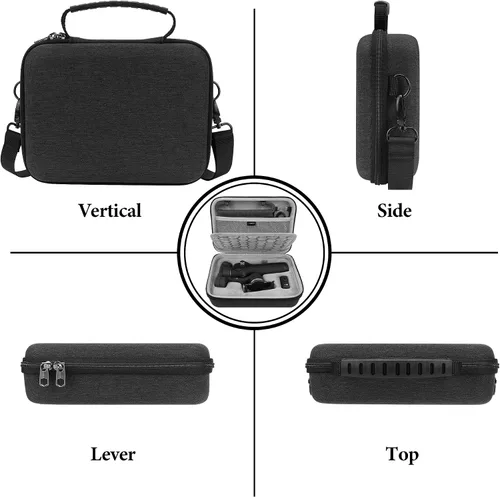 Vista 3 de GEEKRIA Estuche de transporte de viaje rígido, compatible con estabilizador de cardán DJI Osmo Mobile 7P / 7 (gris oscuro)