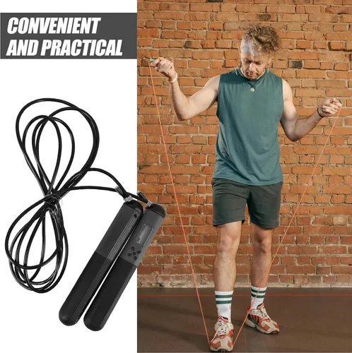 Vista 8 de INOOMP Cuerda de saltar inteligente con asas antideslizantes para adultos, contador de saltos digital, portátil, jumprope pesado para hombres