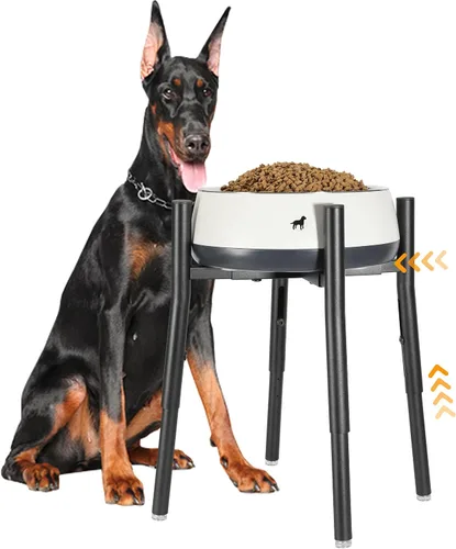 Vista 7 de PROERR Soporte Individual para Cuenco de Perro Elevado de 8" de Alto - Sin Cuencos, Mesa de Comida para Mascotas Elevada Ajustable de Ancho 6-10