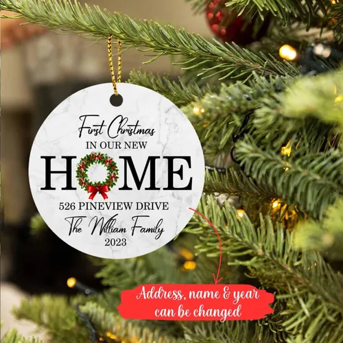 Vista 2 de Adorno personalizado para la primera Navidad en nuestro nuevo hogar, adorno de primera Navidad en el nuevo hogar, regalo de decoración