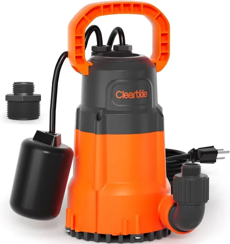 Vista 8 de Cleartide Bomba de sumidero de agua sumergible de acero inoxidable con interruptor de flotador, 1/2 HP, 3060 GPH ideal para piscina, patio, bodega