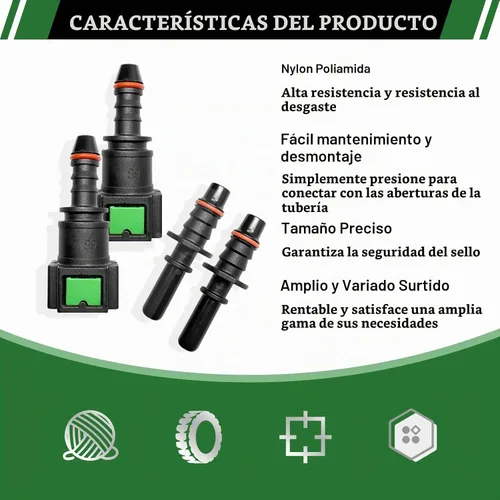 Vista 3 de Juego de Conexión Rápida de Línea de Combustible, 2 Juegos de Conectores de Liberación de Manguera de Línea de Combustible Incluyen Conector de Tubo
