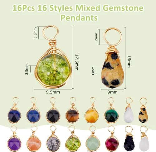 Vista 2 de SUPERFINDINGS Colgantes de piedras preciosas chapado en oro platino alambre de cobre envuelto redondo colgante encanto cuarzo cristal piedra encantos