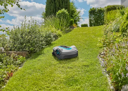 Vista 7 de GARDENA 15101-20 SILENO Life - Cortacésped robótico automático, con aplicación Bluetooth y cable delimitador, uno de los más silenciosos de su