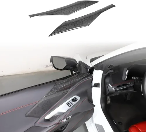 Vista 10 de Cubierta de panel para reposabrazos de puerta lateral de automóvil compatible con Chevrolet Corvette C8 Stingray 2020-2023 de fibra de carbono real