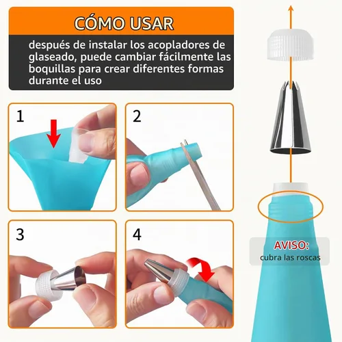 Vista 3 de ALLTOP - Juego de bolsas y puntas para decoración de tartas