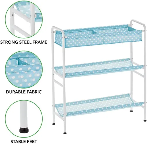 Vista 4 de mDesign Marco de metal de 3 niveles, carrito organizador vertical de almacenamiento de juguetes para dormitorio de niños/niños, sala de juguetes
