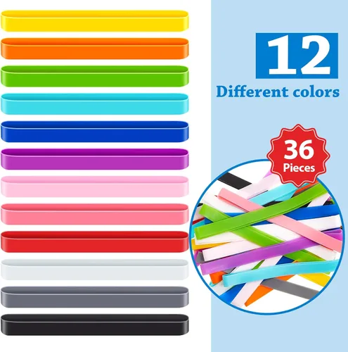 Vista 2 de Fabbay 36 bandas elásticas de silicona de 5.5 pulgadas para cuadernos, arte, trampas para cangrejos, ejercicio, cocina (color arcoíris)