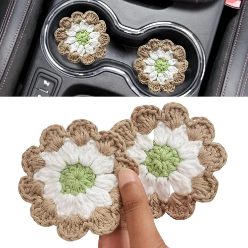 Vista 11 de Juego de posavasos de flores con volantes de ganchillo de algodón (Blush Garden)
