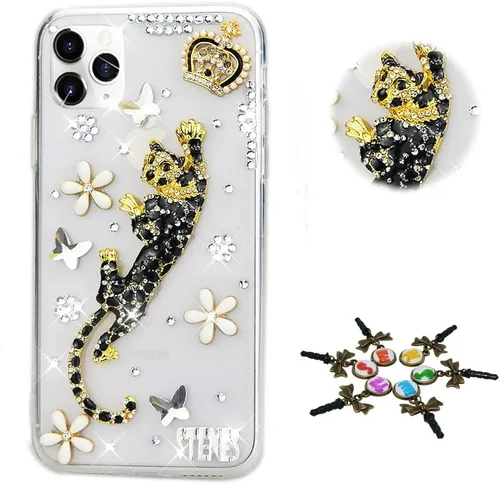 Vista 6 de Funda brillante compatible con Google Pixel 7a, elegante funda 3D hecha a mano con diseño de diamantes de imitación de libélula y diamantes