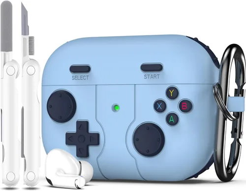 Vista 21 de R-fun Funda para AirPods Pro 3, diseño de consola de juegos de silicona para Apple AirPods Pro de 3ª generación (cable USB-C), con kit limpiador