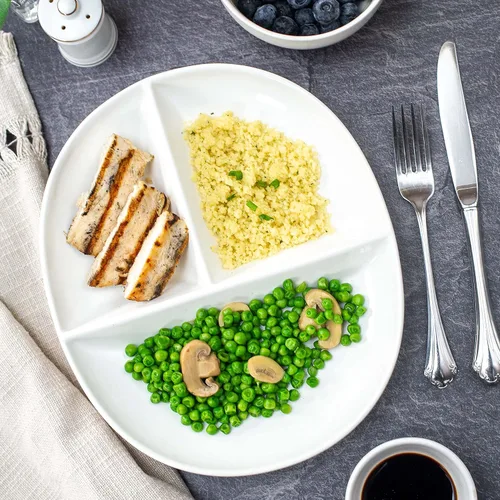 Vista 2 de Uba Plato de Control de Porciones (PORCELANA) para Adultos - Dieta Diabética y Bariátrica