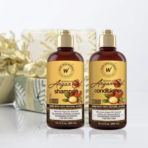 Vista 5 de WOW Skin Science Champú y acondicionador de aceite de argán marroquí 16.9 oz