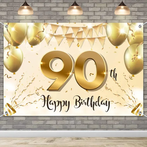 Vista 8 de HAMIGAR Fondo de pancarta de feliz cumpleaños 50 de 6 x 4 pies, decoraciones de cumpleaños de 50 años, suministros de fiesta para mujeres, oro blanco