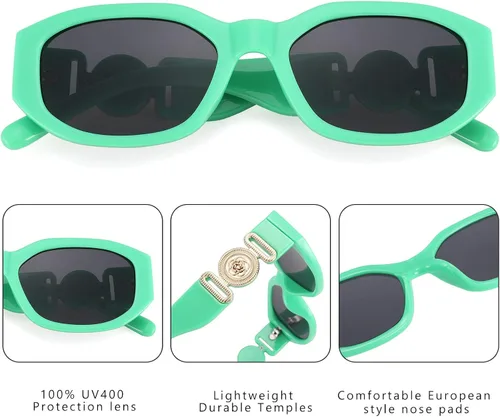 Vista 3 de COASION Gafas de sol rectangulares irregulares de moda para mujer, diseño vintage de moda, protección UV