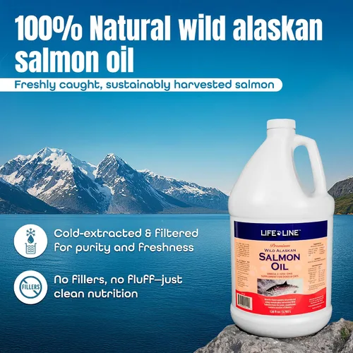 Vista 4 de Life Line - Aceite de salmón salvaje de Alaska para perros y gatos Suplemento de aceite de pescado omega-3 para la salud de la piel, pelaje