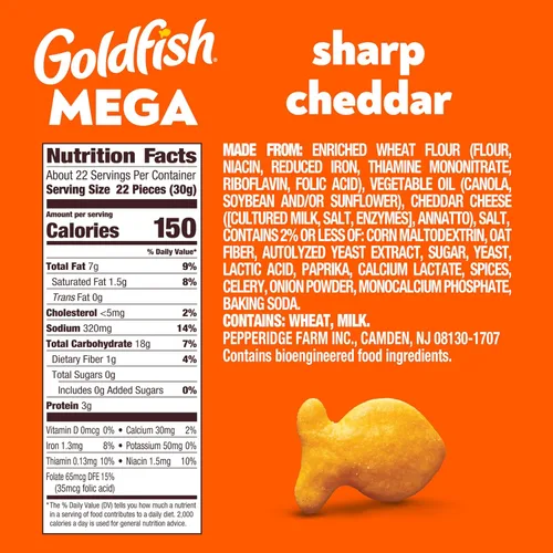 Vista 47 de Goldfish Galletas de queso cheddar, horneadas con grano entero, caja de 27.3 onzas