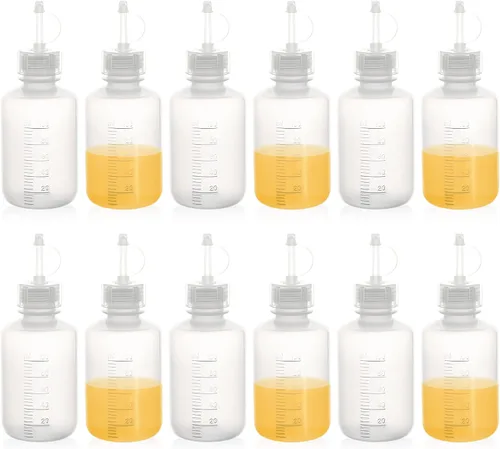 Vista 8 de ULAB 12pcs Vol.1.0 fl oz (1oz) botellas dispensadoras de gota, material de LDPE, PP y tapas de rosca, botellas de goteo de laboratorio y arte
