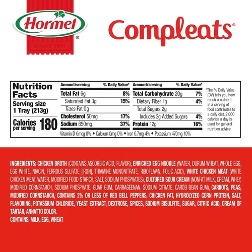 Vista 2 de HORMEL COMPLEATS - Bandeja para microondas de pollo y fideos, 7.5 onzas (paquete de 7)