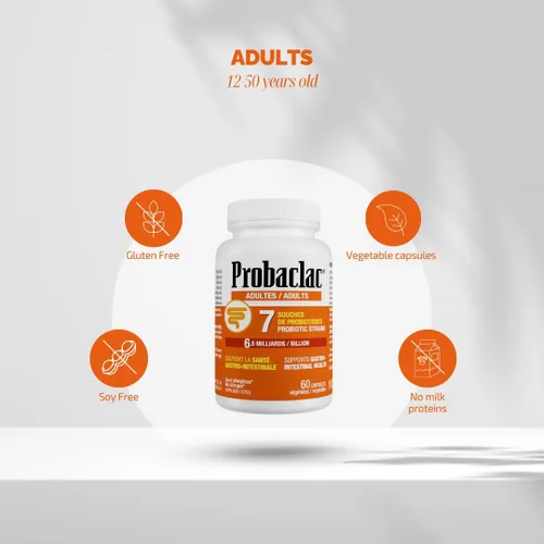 Vista 4 de Probaclac Probióticos para adultos – Salud intestinal diaria y apoyo inmunológico, alivia la hinchazón y apoya el equilibrio digestivo – 60 cápsulas