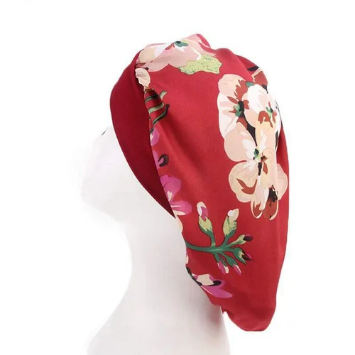 Vista 3 de Gorro de dormir con forro de satén para mujer gorro de dormir gorro de palmada para cabello rizado y rizado rojo vino