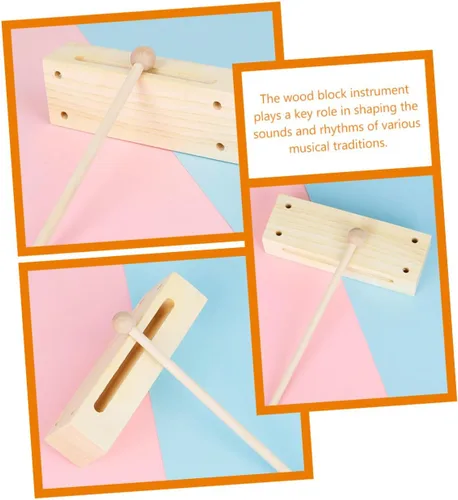 Vista 8 de 2 juegos de instrumentos de percusión de madera, bloque de madera de doble tono con mazos para educación musical, instrumento rítmico para aula